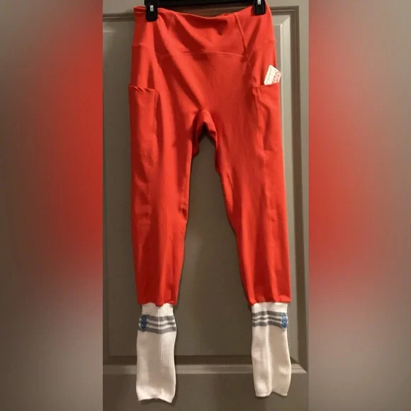 NWT Free People FP Movement Sock it To Me Leggings in Flame Orange Size M - Picture 5 of 16